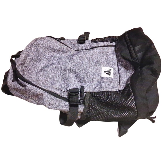 Adidas Gray Heather Backpack Bag Book Bag Laptop Pocket Mesh Pockets - Picture 2 of 7